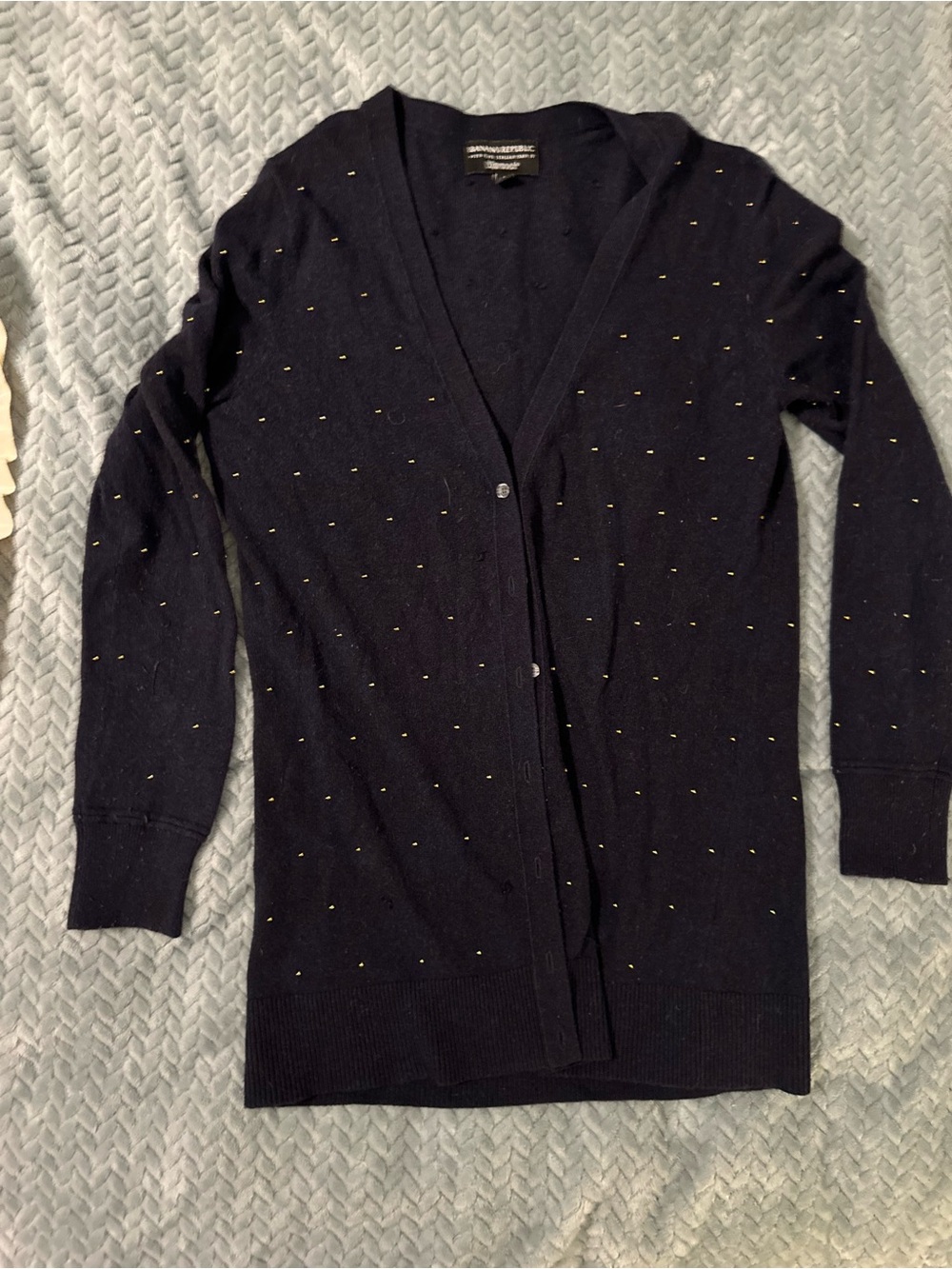 Banana Republic Navy Cardigan with Gold Stud Detail